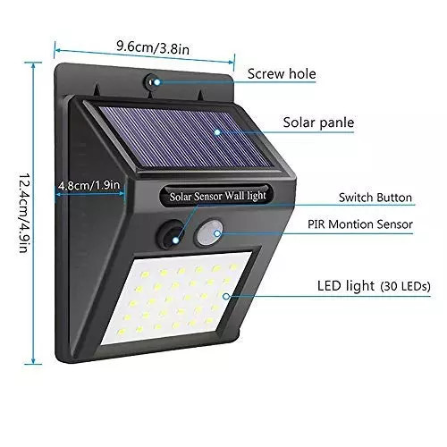 Стена установила свет сада СИД IP 65 водоустойчивый солнечный с датчиком движения PIR