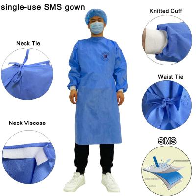 Blouse chirurgicale jetable médicale ISO pleine longueur blouse chirurgicale d'infirmière de médecins d'hôpital