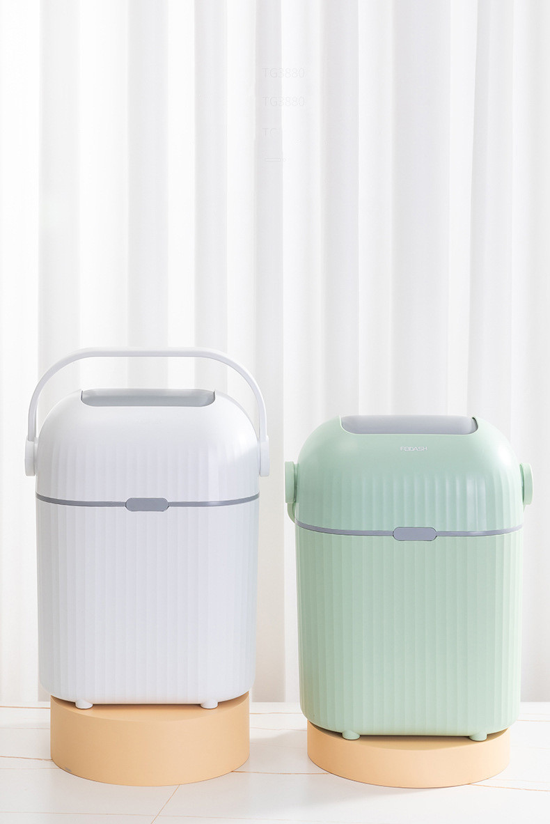 Creative Shake Lid Anti-smell Household Toilet Bedroom Plastic Seal Handle Diaper Waste Paper Storage Bin