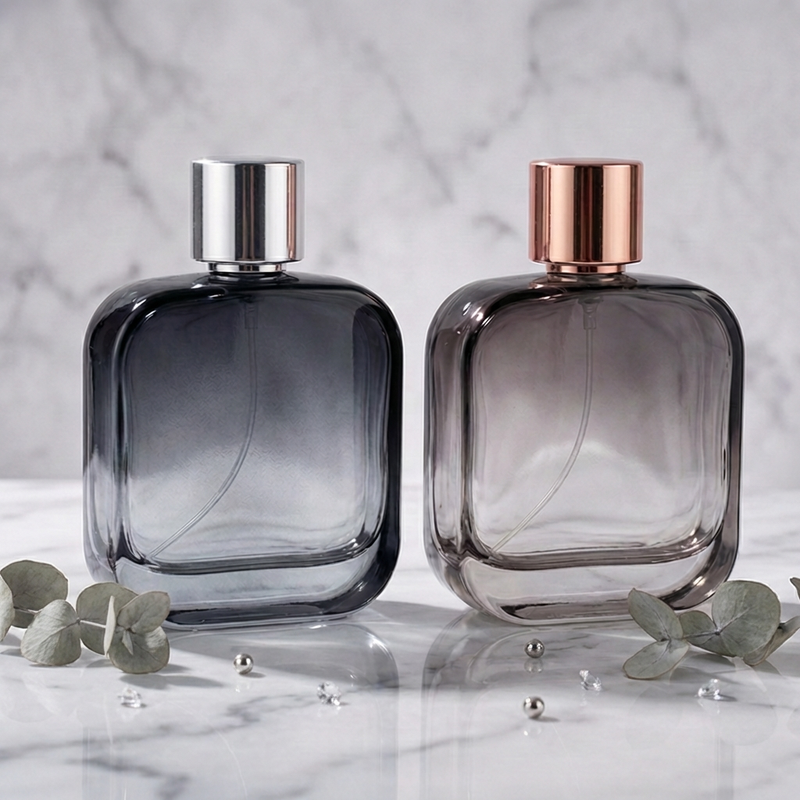 Anding Wholesale Empty Luxury Minimalist Modern Unique Rectangle Clear pink 90ml Custom Glass Perfume Bottle