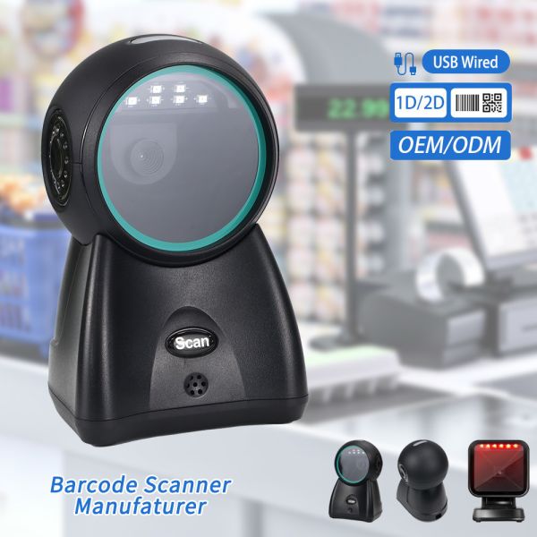 USB Wired Desktop Barcode Scanner Desktop QR Reader for Supermarket & Convenience Store