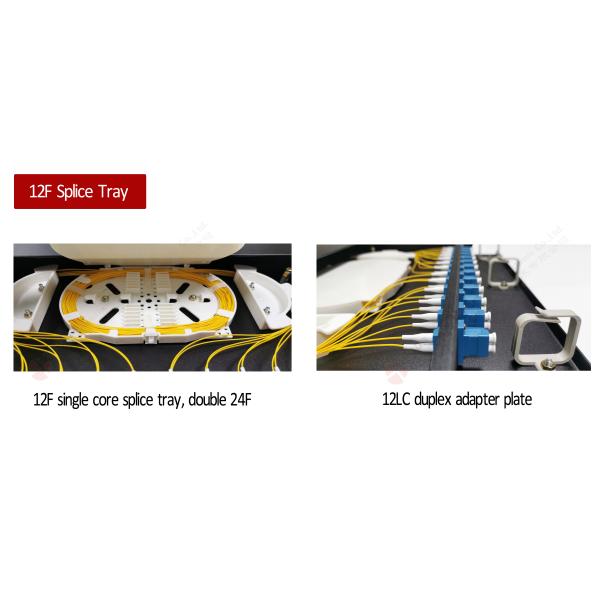 12 порта ядри дуплекса 24 пульта временных соединительных кабелей 1U LC UPC оптического волокна Slding держателя шкафа 19 дюймов