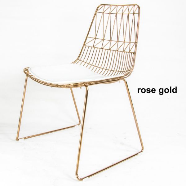 Outdoor Wedding Metal Wire Chairs Simple Style Metal Frame Wire Side Dining Chair