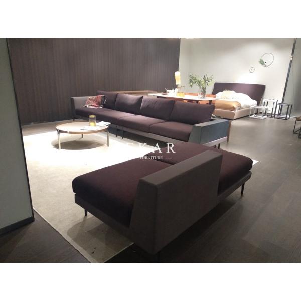 Round Metal Leg Italian Design Leather Modern Coffee Table