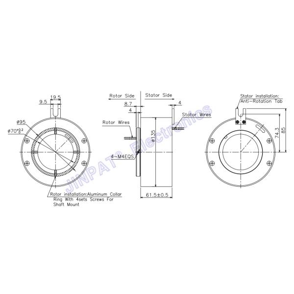 дизайн размера 70mm Hore до кольцо выскальзывания 15A скважины электрическое 38mm 6 цепей