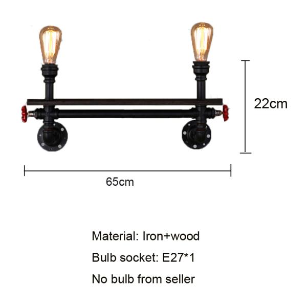 Vintage wall light Bar living room study bedside light wood bookshelf art water pipe bed side wall lamp(WH-VR-46)