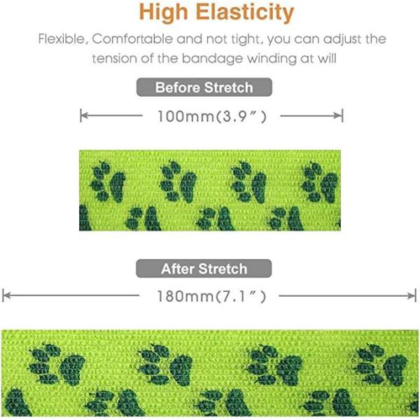 Vente en gros de produits autoadhésifs non tissés élastiques pour animaux de compagnie enveloppement de patte de chien pansement de patte de chien pansement cohérent