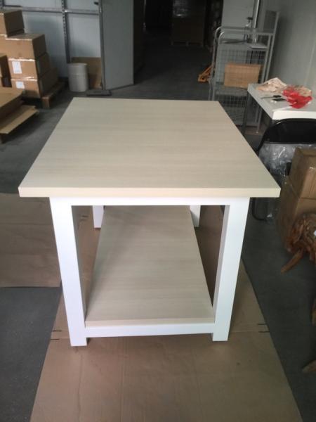 Eco Friendly Retail Wooden Display Table With Lower Shelf Smooth Finish AT-0173