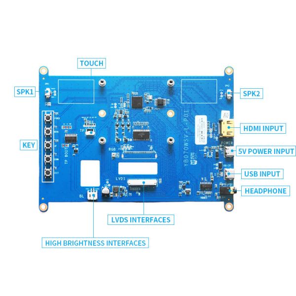 7 Inch LVDS LCD Driver Board With 5V Input / HDMI Signal Access / Audio Output