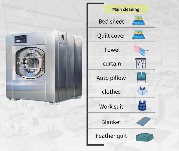 20kg Commercial Hotel Industrial Washing Machine, Equipped with Electric Heating or Steam Heating Ironing.
