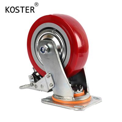 4 polegadas 5 polegadas 6 polegadas 8 polegadas Roller Industrial Pesado Rolamento PU Roda com Castor giratório Core de aço