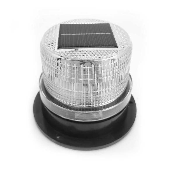 Solar DC 10-110V LED Rotary Flashing Strobe White Warning Light Flashing Beacon Light