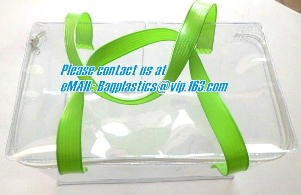 clear pvc packaging bag with handle for wine, vinyl pvc zipper gift tote bags with handles, gift bag with plastic snap