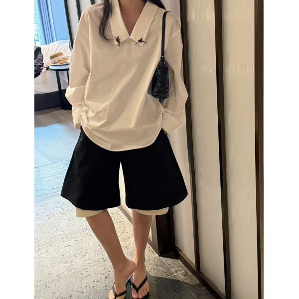 100% pure cotton spring and summer fashionable lazy French bob shirt