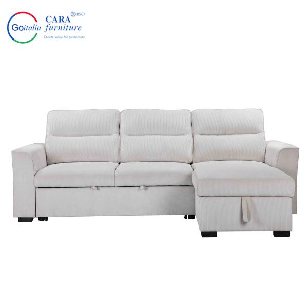 Minimalist Living Room Bedroom Light Gray Modular Folding Pullout Sofa Bed With Storage Spare
