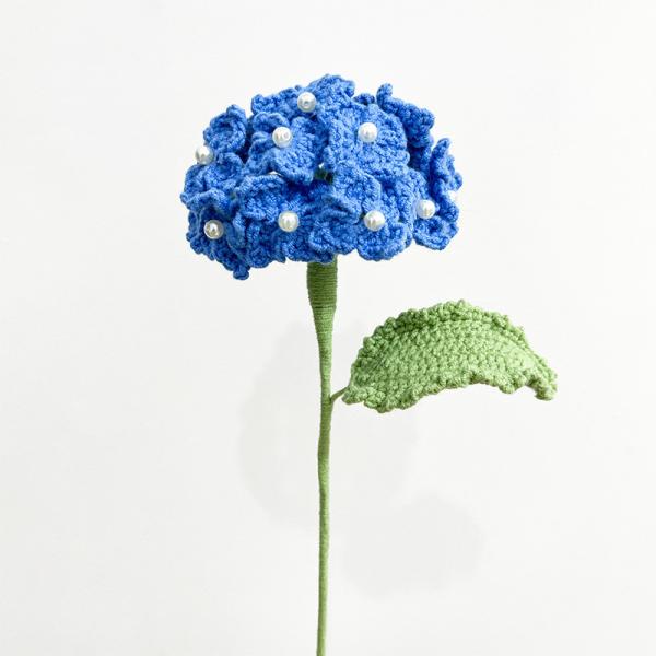 9x45cm Handmade Crochet Hydrangea Bouquet Faux Floral Decor for Wedding Gifts Knited Pile