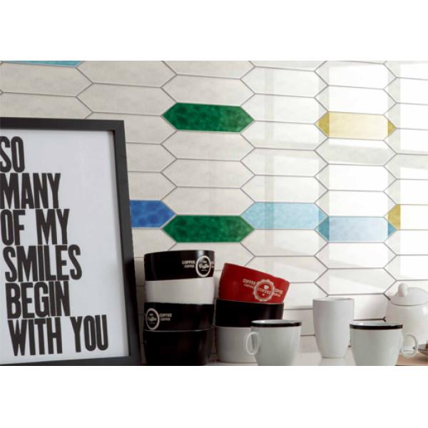 Glossy 3D Inkjet Ceramic Wall Tiles 75x300mm Modern Design