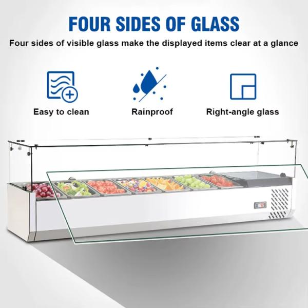 Glass Top Salad Bar Counter Display Used