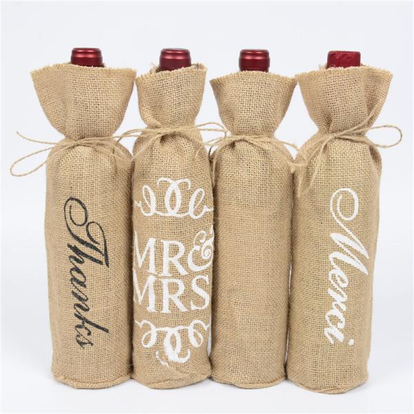 Jute Wine Bottle Covers with Drawstrings Reusable Wine Gift Bags in Customized Color