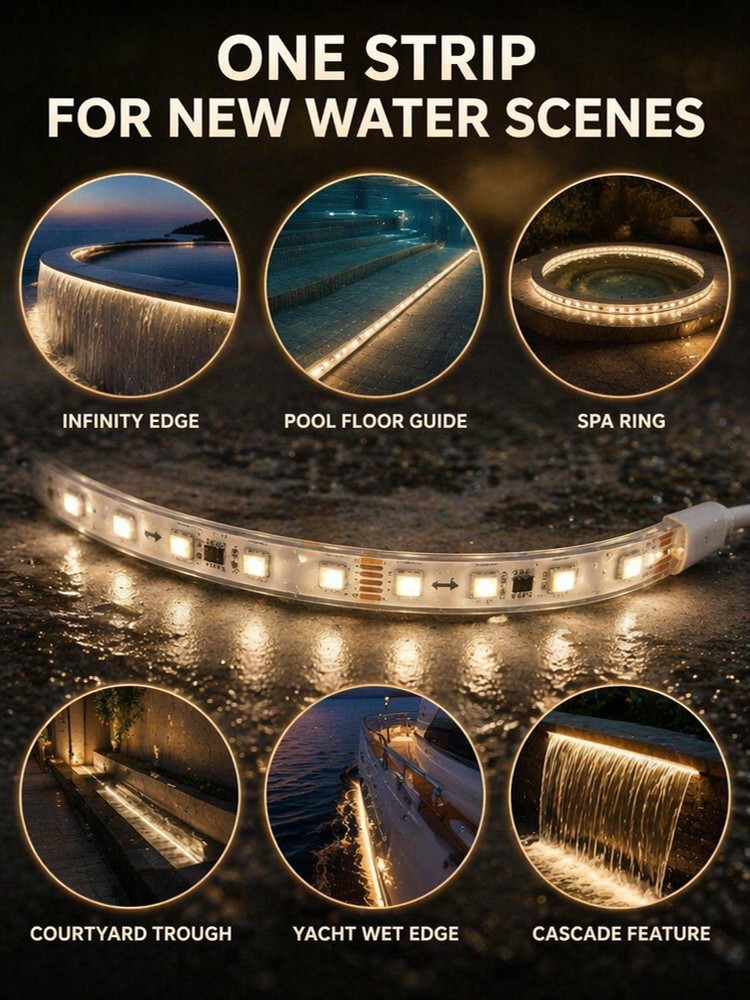 12x5mm Underwater Silicone LED Strip Lights 120LED/M 14.4W Multi Color DMX512 DC12V 24V