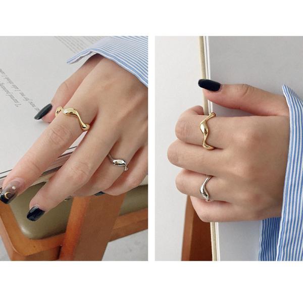 925 Sterling Silver Jewellery Unique Open Ring For Women Irregular Geometric Shape