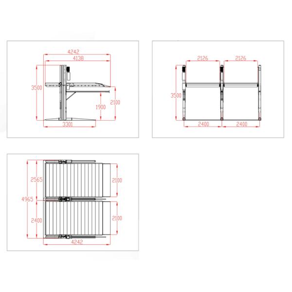 Подъем автостоянки 2 спорт столба с цельным пандусом алмазной стали низкопрофильного