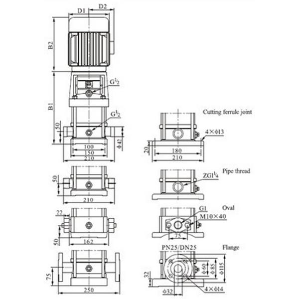 CDL Центробежный многоступенчатый насос из нержавеющей стали 8m3/h-211m 5°C-60°C F IP55