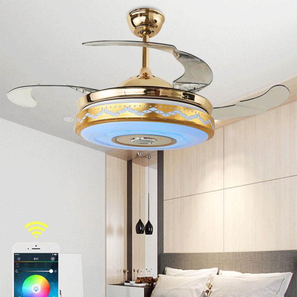 Ventilateurs de plafond modernes avec lumières et lames rétractables