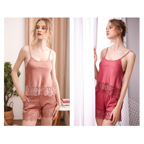 YUANTIAN QUICK DRY Satin Lace Sleepwear Pajamas Robes Sets For Ladies