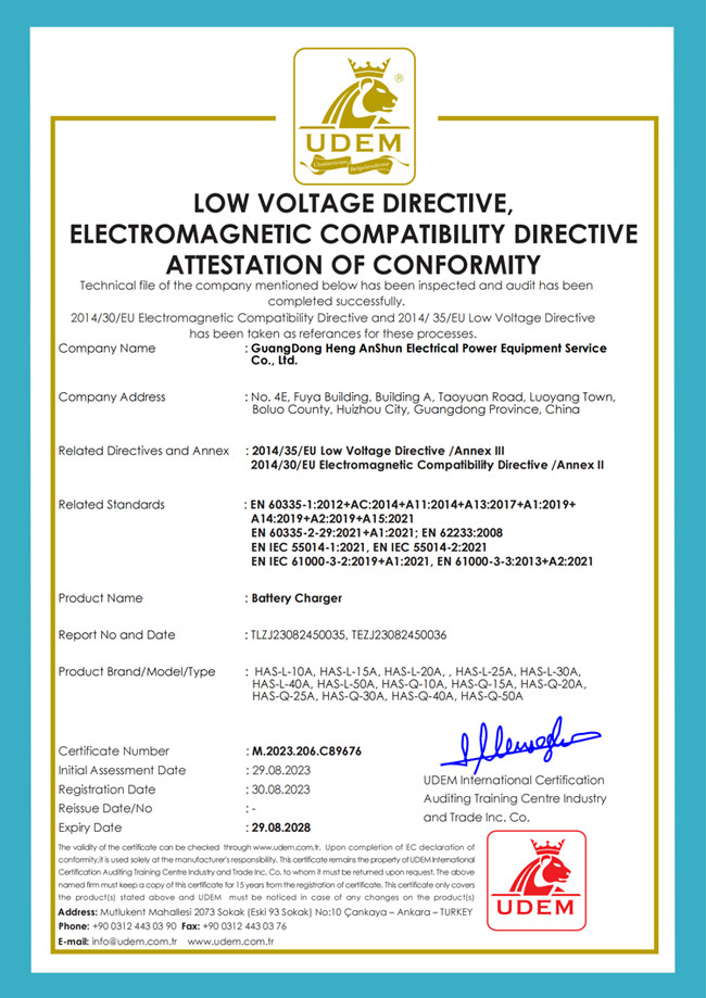 GuangDong Heng AnShun Electrical Power Equipment Service Co., Ltd. Сертификации