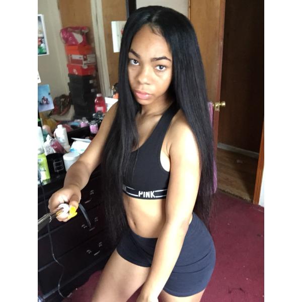 Soft Brazilian Human Hair Lace Front Wigs With Silky Straight Natural Color Looking