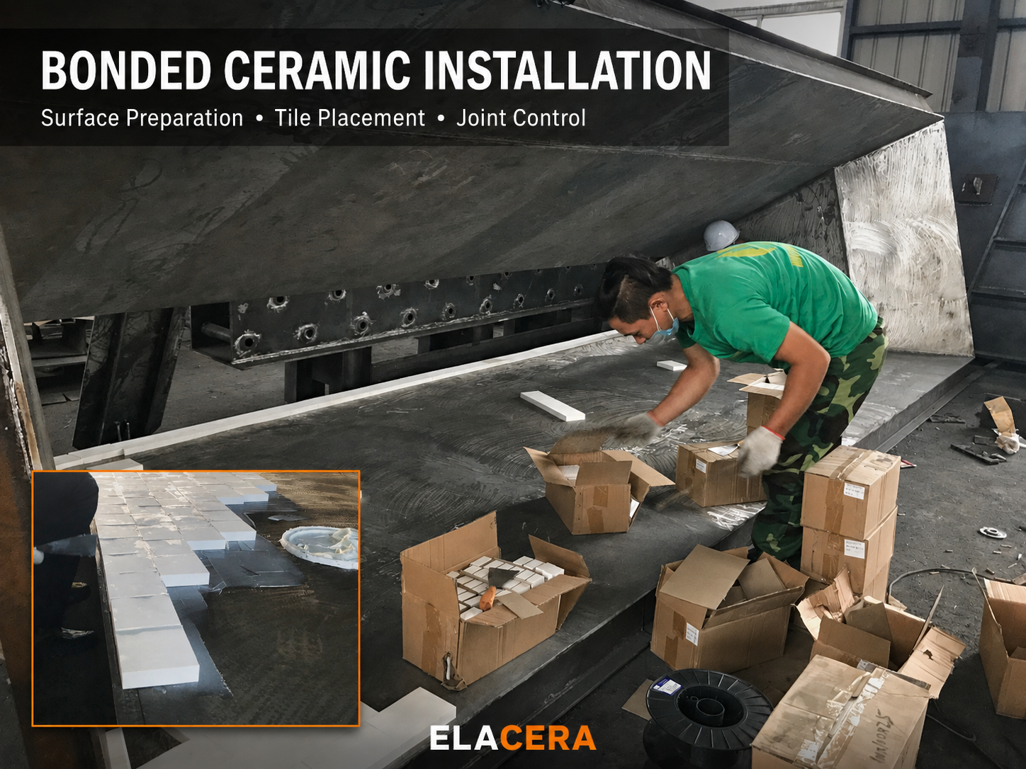 Alumina Ceramic Lined Chute for Cement Clinker Handling
