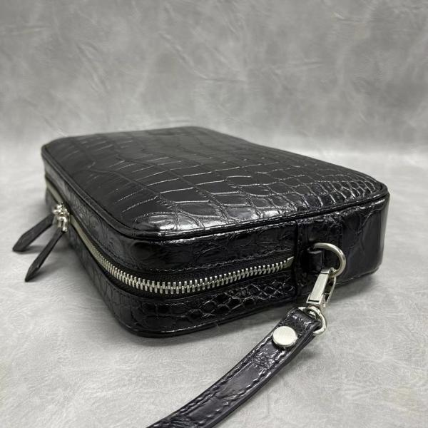 Authentic Real Crocodile Belly Skin Zipper Closure Male Clutch Purse Genuine Exotic Alligator Leather Men Wristlets Bag