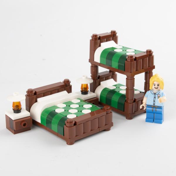 Diy city accessories decoration bricks home bedroom furniture bunk bed building block