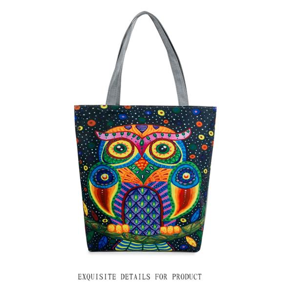 Owl Tree dolls printing women handbag canvas shoulder bag lady