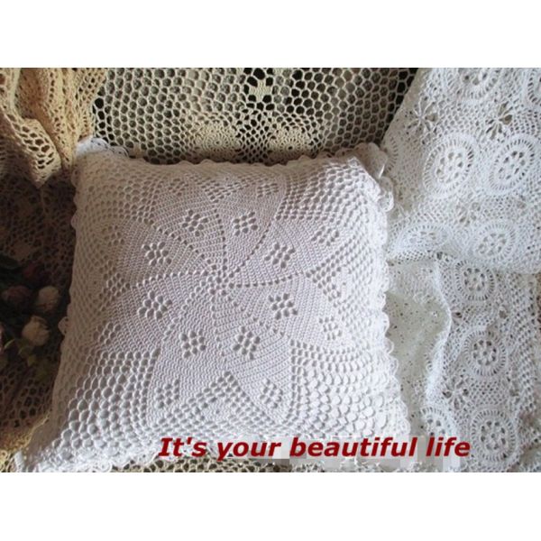 45x45 cm 100% natural cotton crochet hook pillow cover cushion cover white beige for sofa