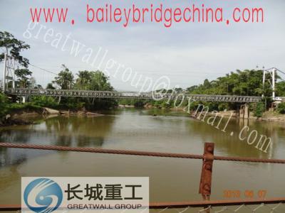 Big Span Portable Pedestrian Bridge , Steel Cable Suspension Bridge