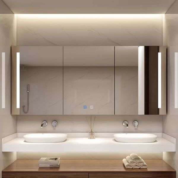 Custom-Size Modern Bathroom Medicine Cabinet Smart Multi-Function Toilet Mirror Touch Sensor Switch Water Apartment Villa