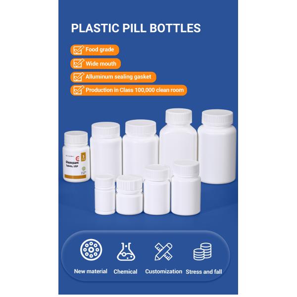 20ml 30ml 40ml 50ml 70ml 100ml Plastic Bottle for Pill Storage Container White Color