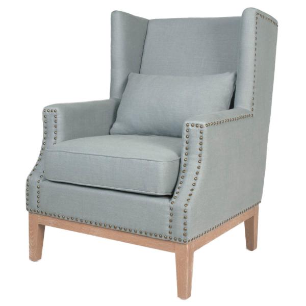 French style solid  wood single living room upholstered accent chair , linen  Fabric Accent Chair