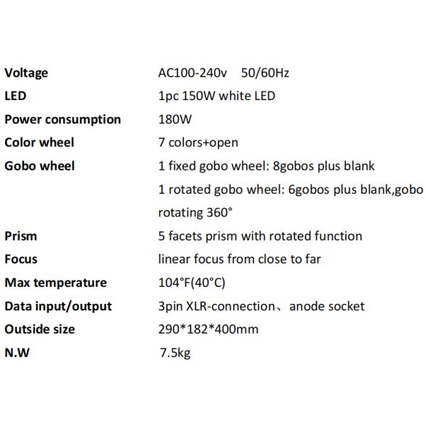 5 Years Warranty 150W 7colors LED Stage Light Moving Head Light For Party DJ Disco Nighclub