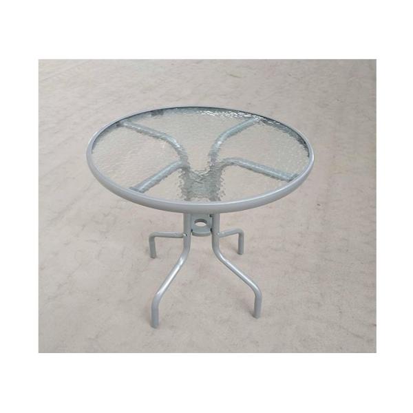 Outdoor Steel Round Tempered Glass Table Rustproof