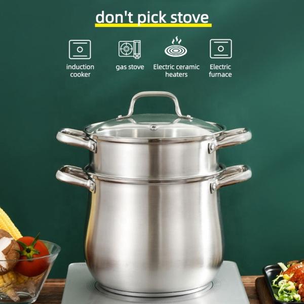 Hot Selling Kitchen Cooking Food Steamer Pot Cookware Cooking Stainless Steel Steamer Pot With Glass Lid