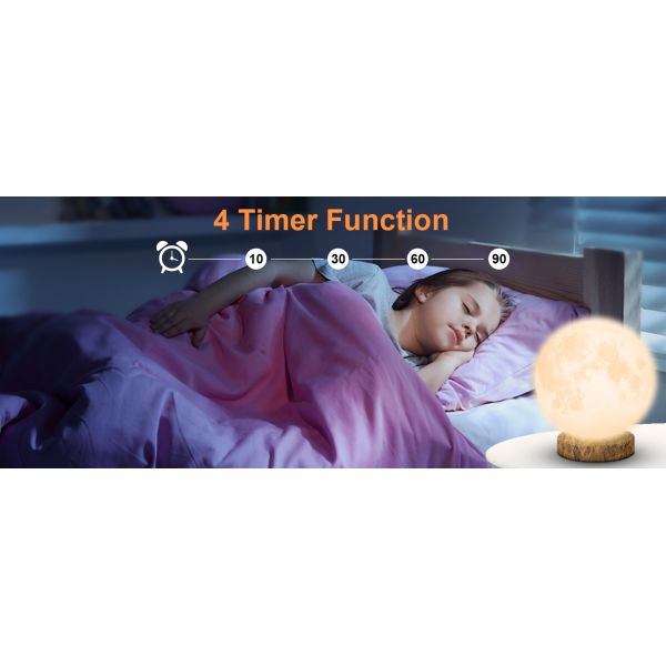 Bedside Daylight Therapy Lamp 10000 Lux Moon Table Lamp 16W
