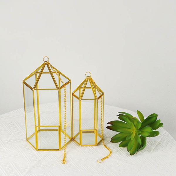 Golden hexagon cage glass artifact garden Creative geometric cover greenhouse micro landscape Yiwu wholesale