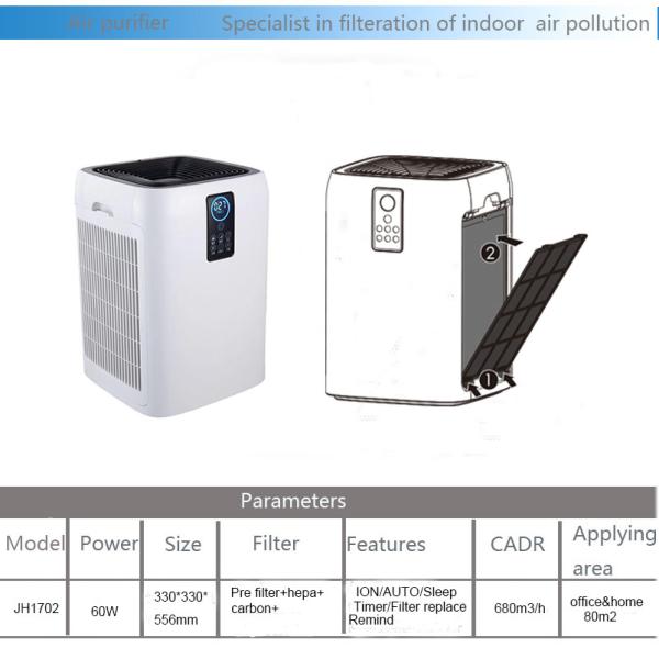 OEM ABS 8 Timer PM2.5 680m3/H Hepa Air Purifier