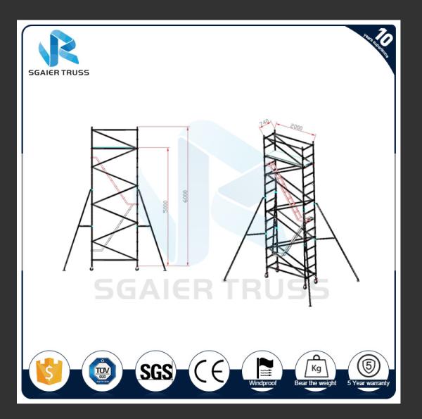 Steady Adjustable Aluminum Plank , Dia 50mm Aluminum Alloy 6m Scaffold Tower