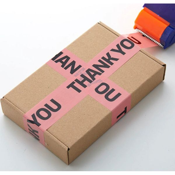 Oem Bopp Pink Thank You Food Packaging Sticker Tape For Box Sealing