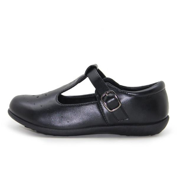 Classic Flush Flower Mary Jane Dress Shoes Girls Black Leather School Shoes