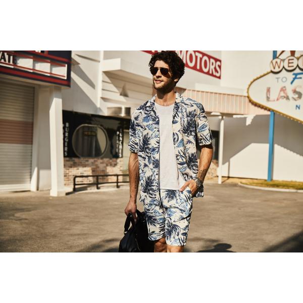 100% Linen Custom Hawaiian Shirts Blue Coolness Tropical Button Up Shirt